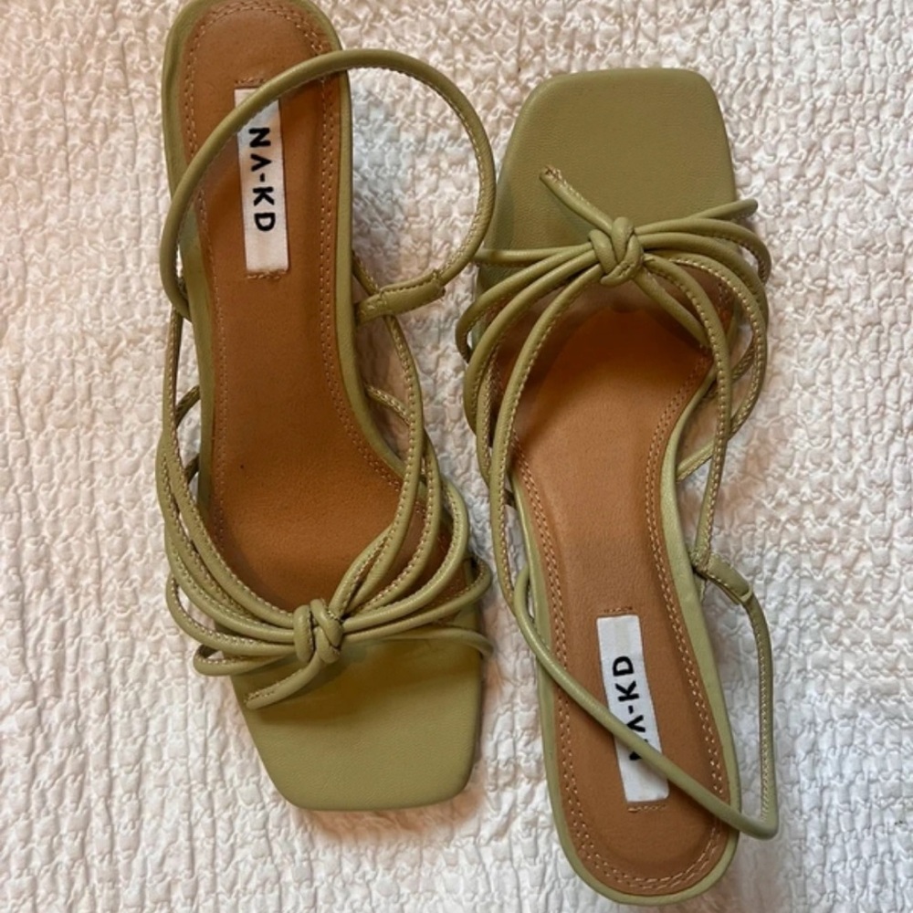 NA-KD Sage Green Strappy Sandals